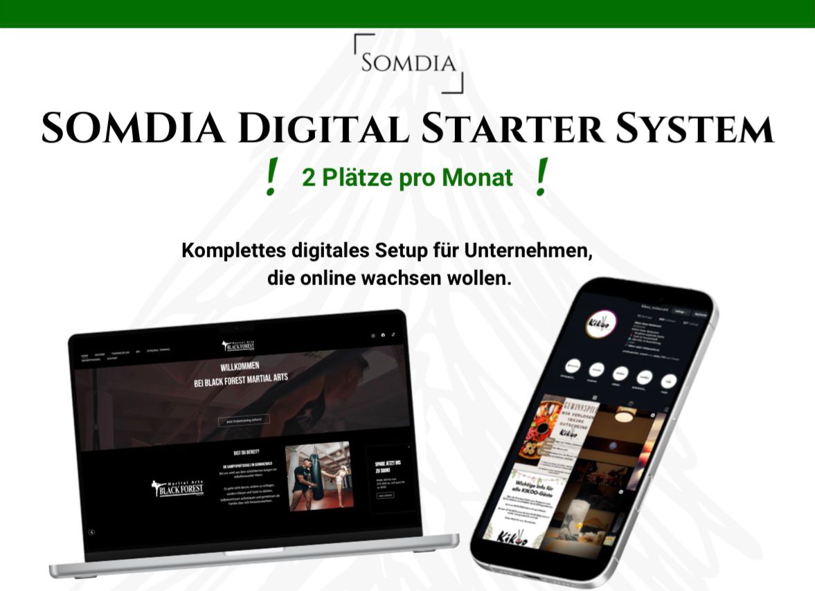 Somdia Digital Starter System, Komplettpaket für Website, Google Business Optimierung, Social Media Betreuung und Videotag für Unternehmen